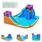 Costway 6 in 1 Inflatable Dual Slide Water Park Climbing Bouncer